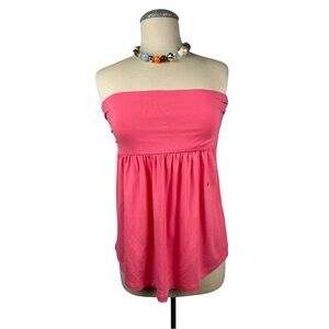 NWT New York & Company Smocked Strapless Blouse in Orange Pink‎